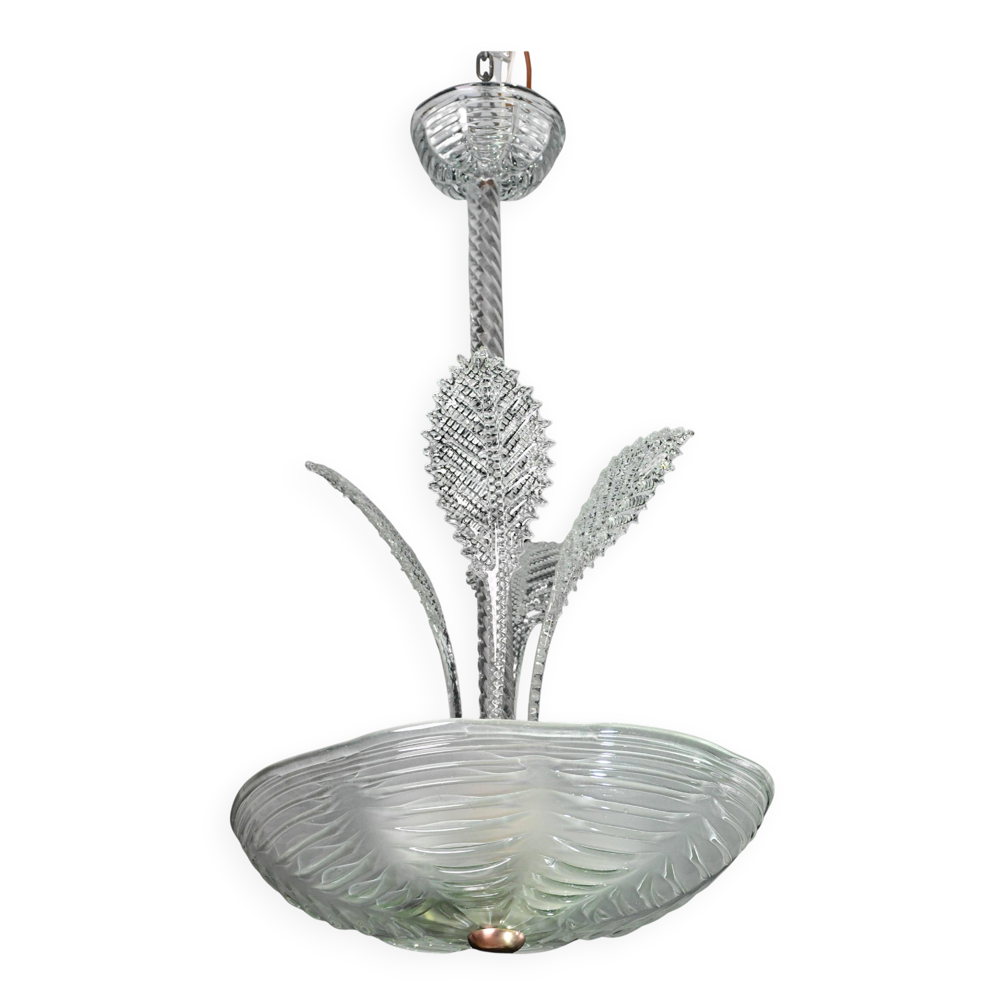 Luxury Barovier & Toso chandelier, Murano Pulegoso glass, 1950s