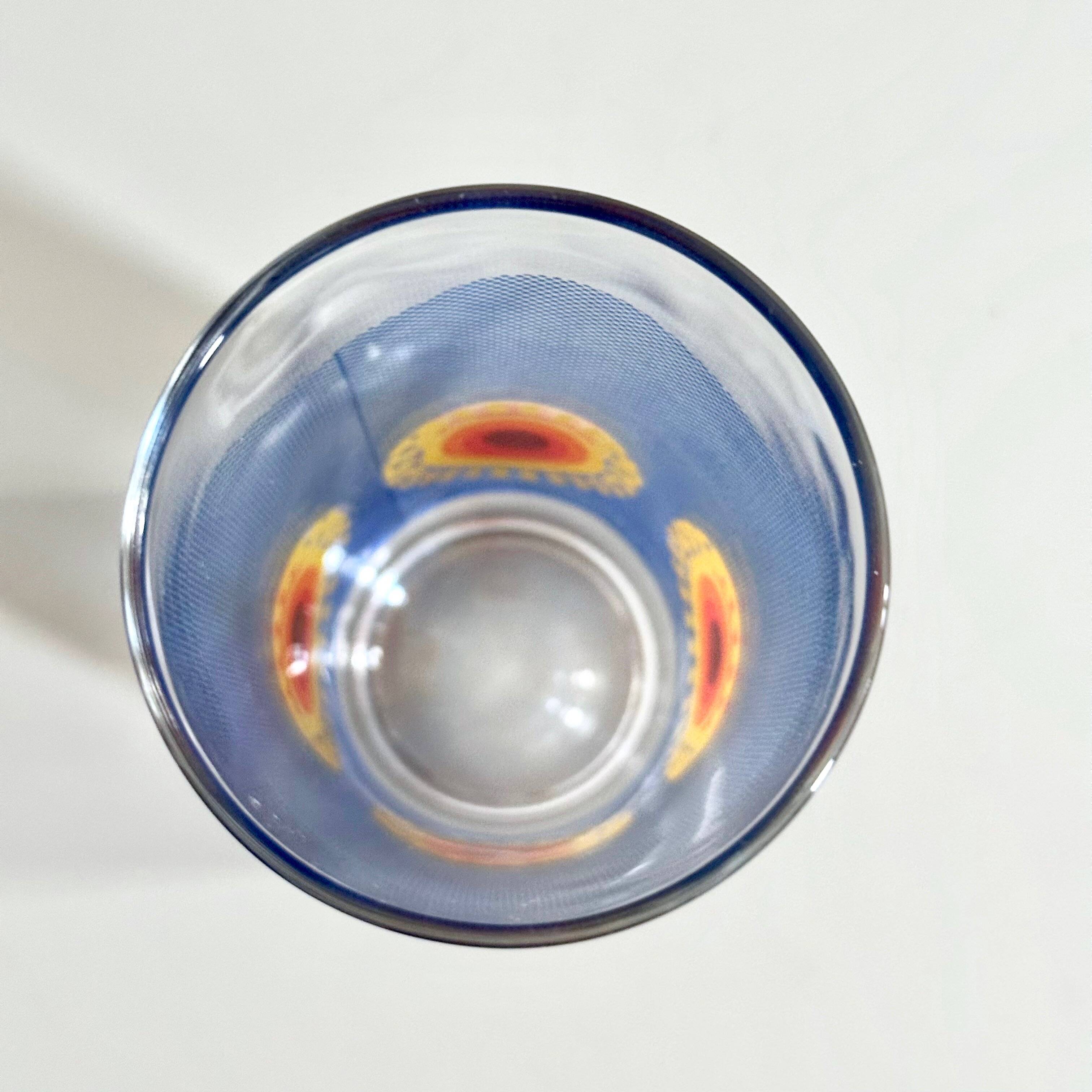 Vintage glass set, VMC Reims France, French lemonade glass 70's