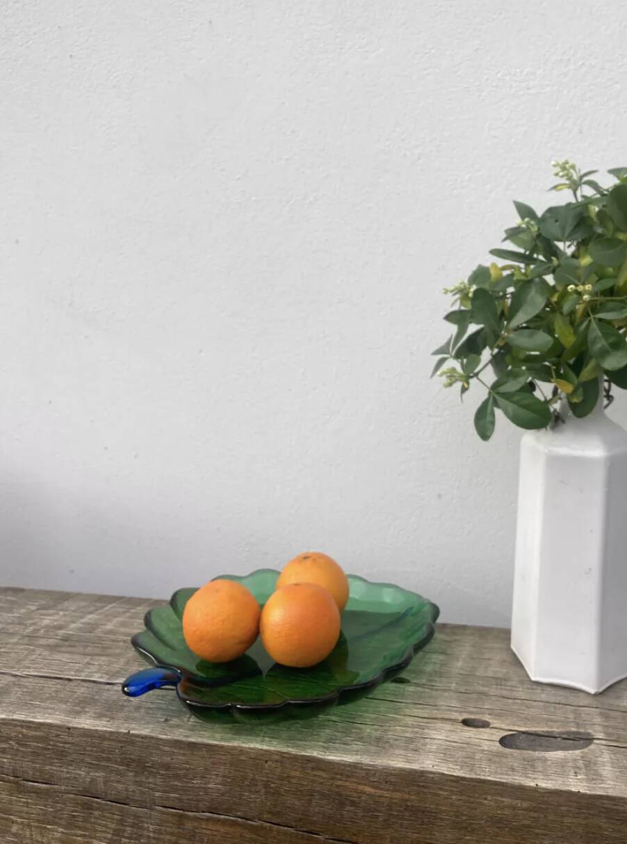 Murano leaf glass pocket tray