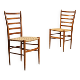 Paire de chaises en bois de hêtre et corde tressée des années 1950
