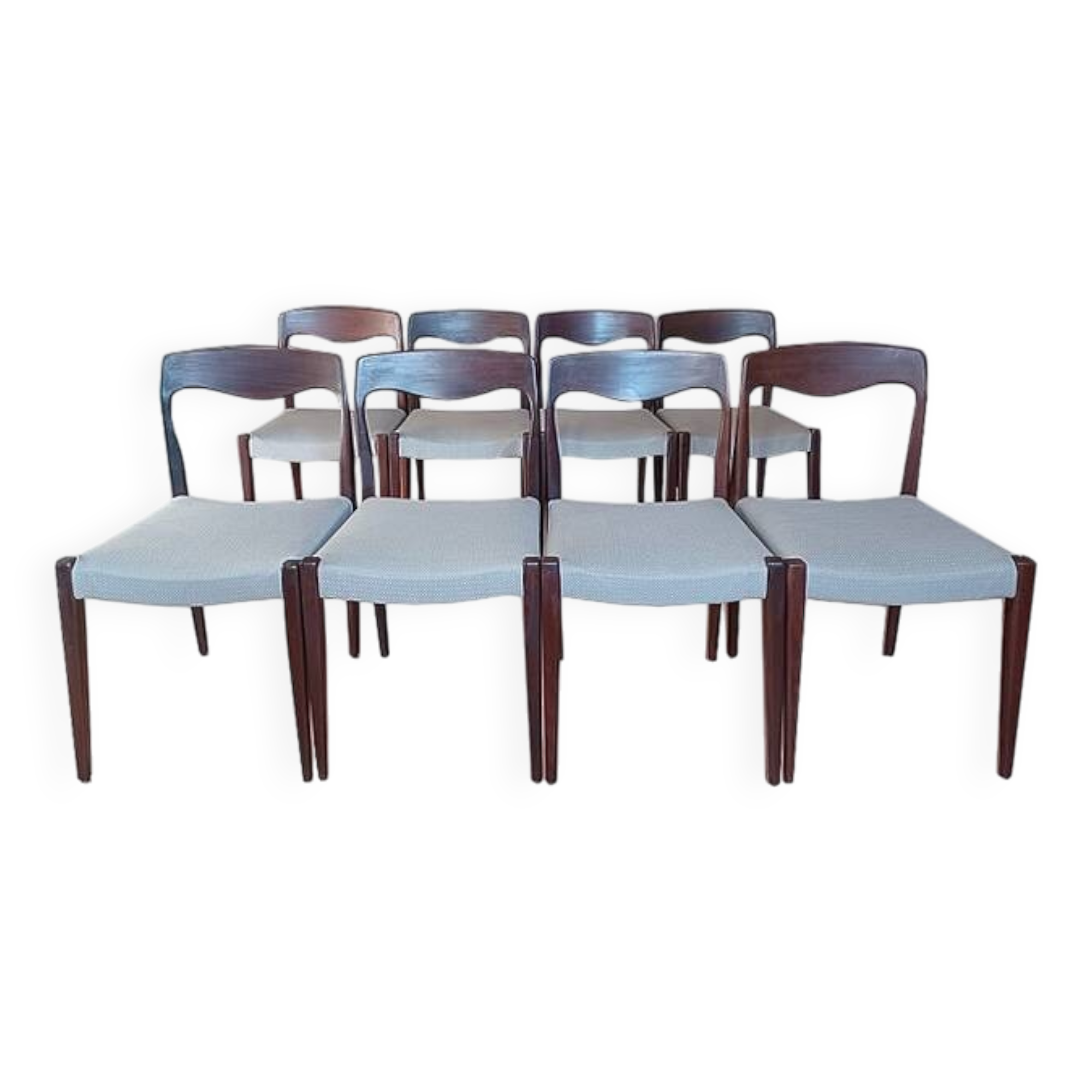 8 Scandinavian teak chairs, 1960s