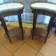 Pair of Antique Louis XVI Style Bean-Shaped Bedside Tables - Marble Top