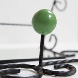 Black iron coat rack with mirror 1950s