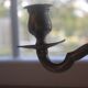 Vintage tin chandelier with 3 lights – Antique stamped candelabrum – H 20 cm