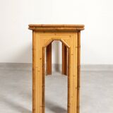 Console with sidetable and mirror in bamboo and rattan