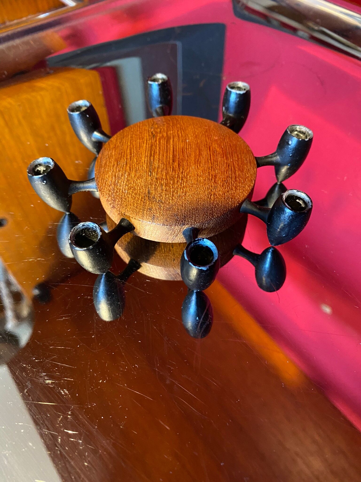 Digsmed teak and metal candle holder with 8 burners