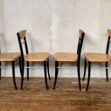 Series of 6 vintage curved wood bistro chairs