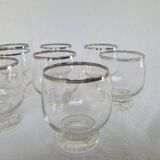 10 antique glasses with silver trim – French glassware, around 1950
