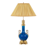 Lamp with handles in blue porcelain and gilded bronze. Circa 1880.