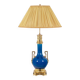 Lamp with handles in blue porcelain and gilded bronze. Circa 1880.