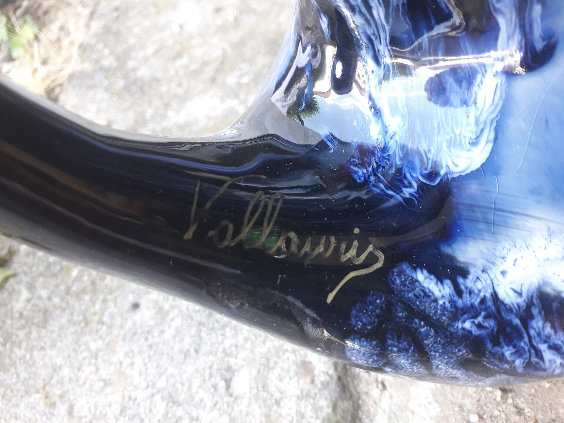 Vase en céramique bleue Vallauris