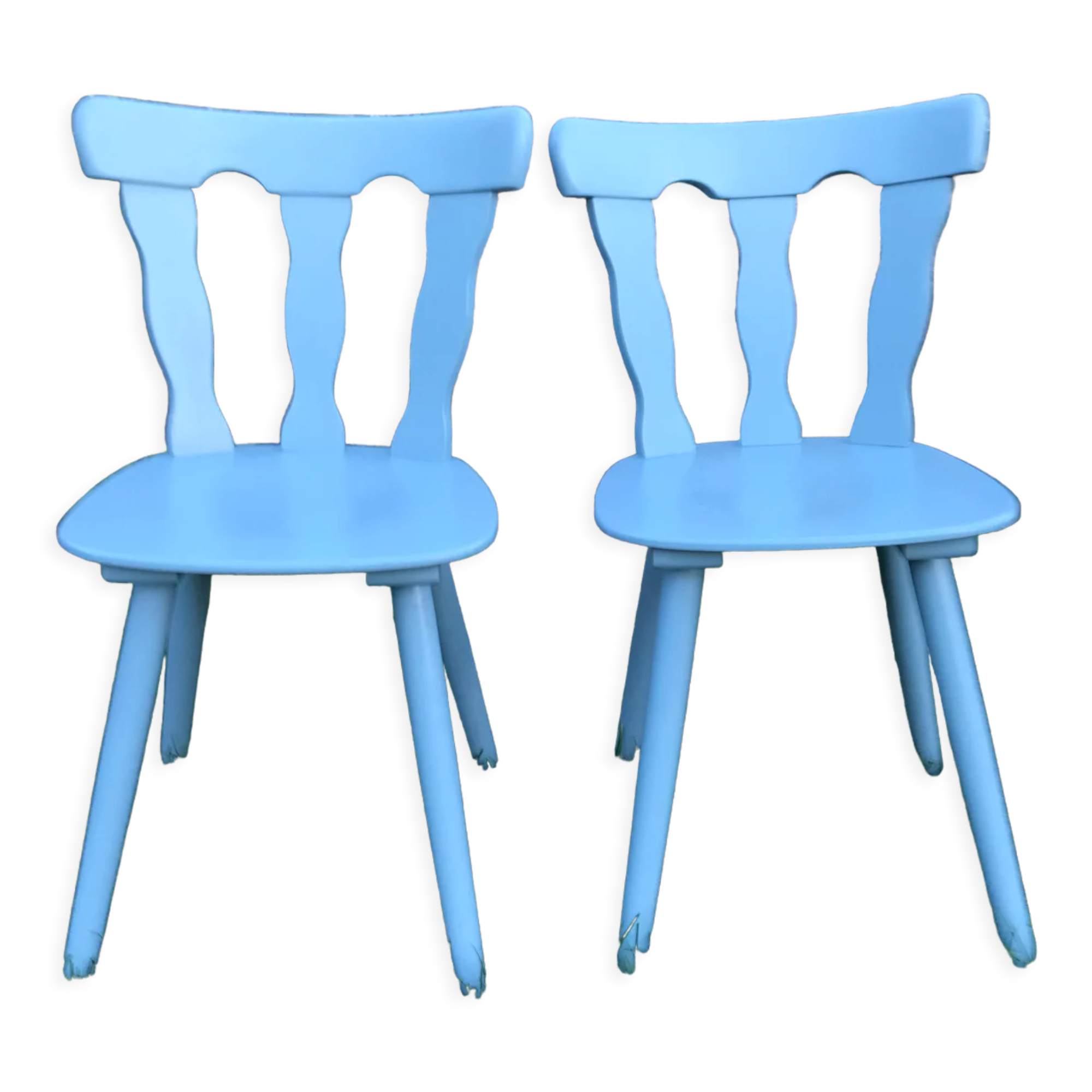 Pair of vintage baumann blue chairs 70