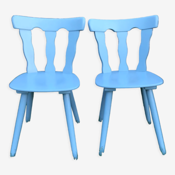 Pair of vintage baumann blue chairs 70