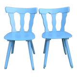 Pair of vintage baumann blue chairs 70