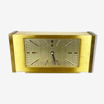 Vintage 1960s solid brass table clock Hollywood Regency Dugena, Switzerland