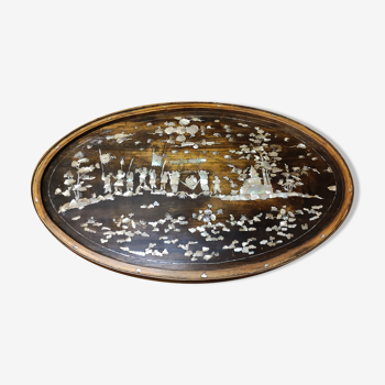 Wood top XVIII th mother-of-pearl decoration