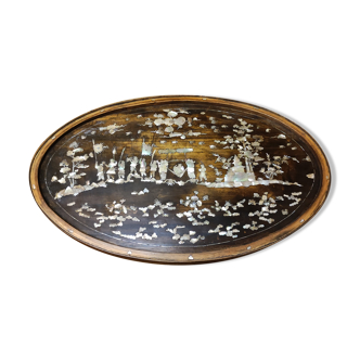 Wood top XVIII th mother-of-pearl decoration