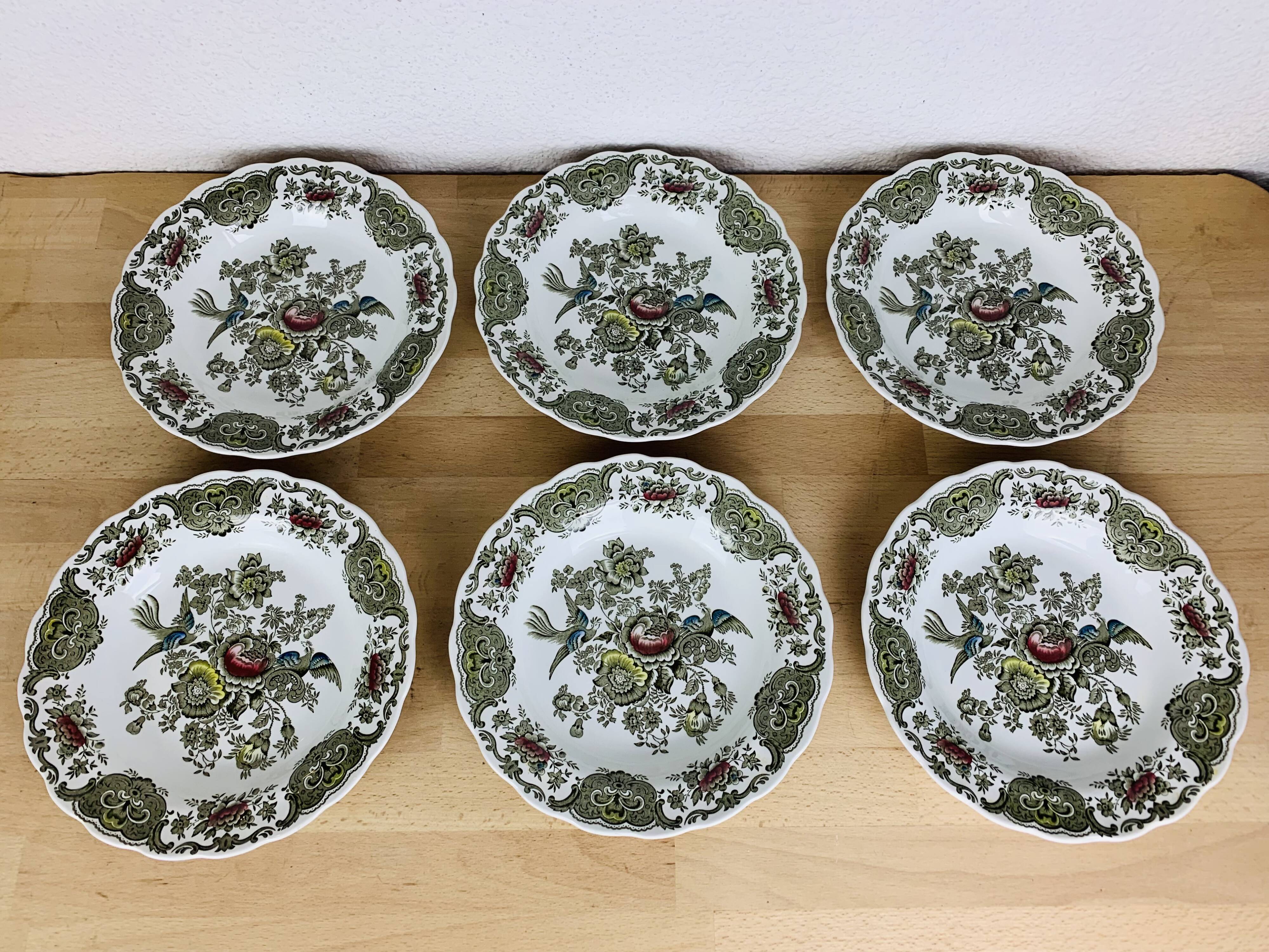 6 assiettes creuses Windsor par Ridgway Staffordshire