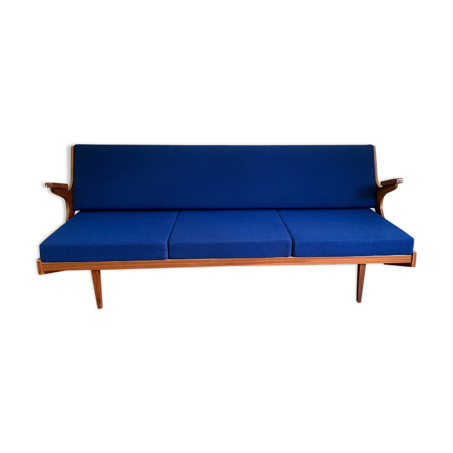 Foldning Sofa in Electric Blue Colour, 1960s, Czechoslovakia