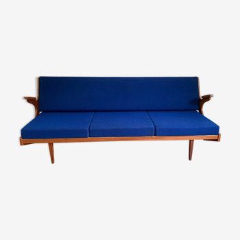 Foldning Sofa in Electric Blue Colour, 1960s, Czechoslovakia