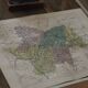 Saône and Loire, old map printed in 1883.