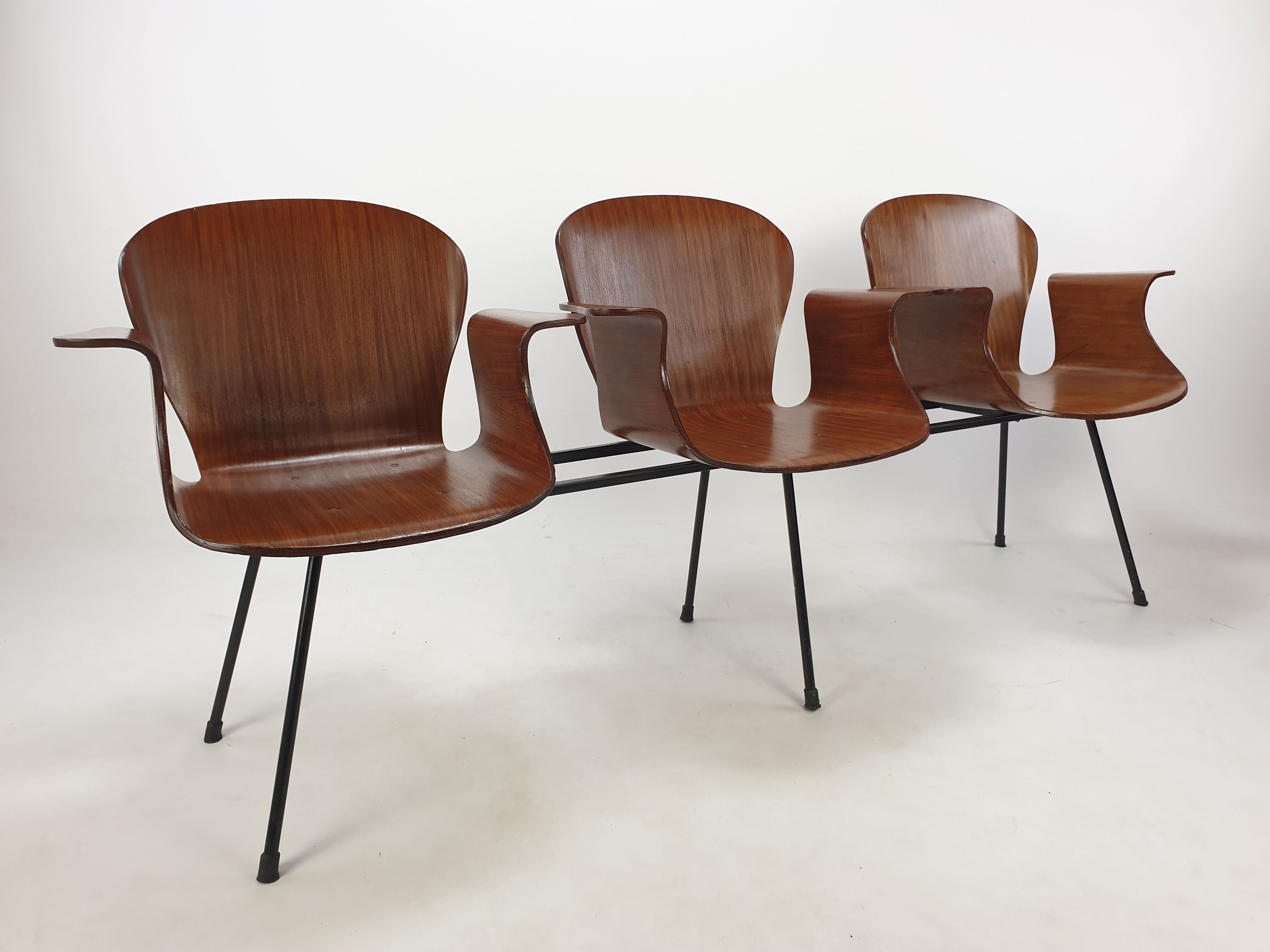 Mid Century Italian 3-seat Bench by Carlo Ratti, 50's