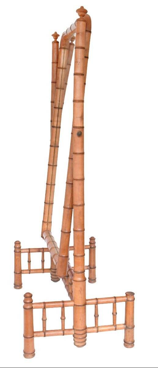Bamboo-style psyché mirror in the Napoleon III style.