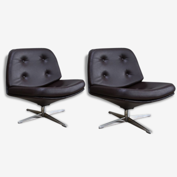 2 vintage club seats from the fifties in brown semi-leather