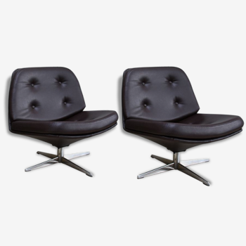 2 vintage club seats from the fifties in semi-leather brown