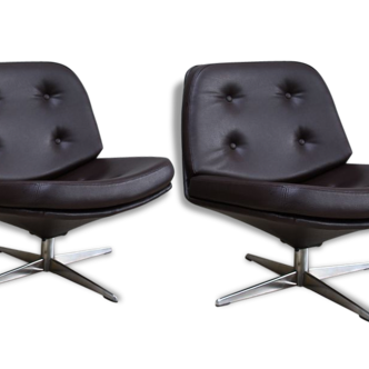 2 vintage club seats from the fifties in brown semi-leather