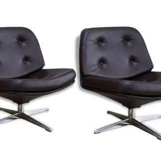 2 vintage club seats from the fifties in semi-leather brown