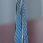 Pair of sterling silver and enamel candlesticks 1927 by Charles Green & Co.