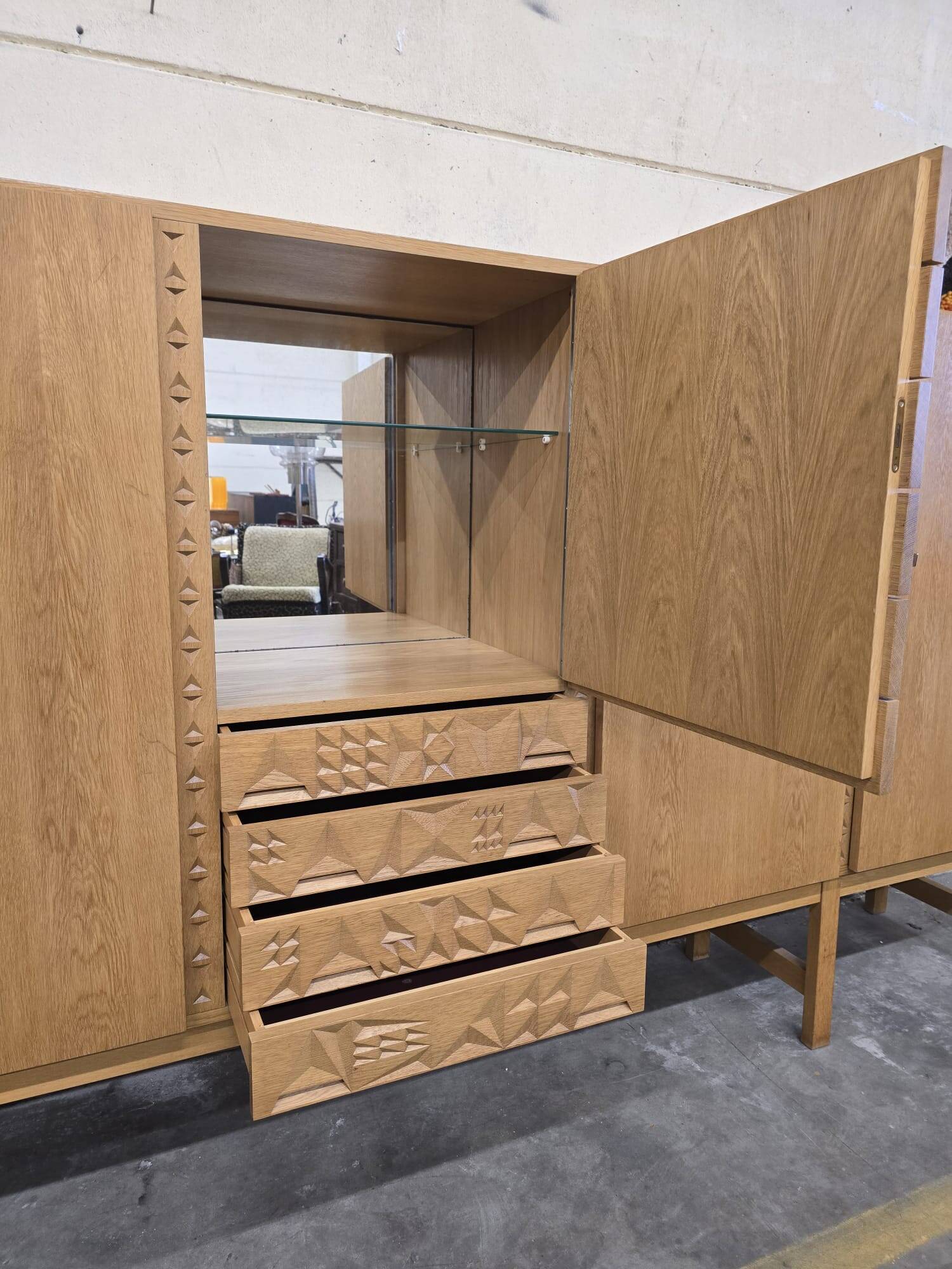 XL vintage mid-height wardrobe with brutalist accents