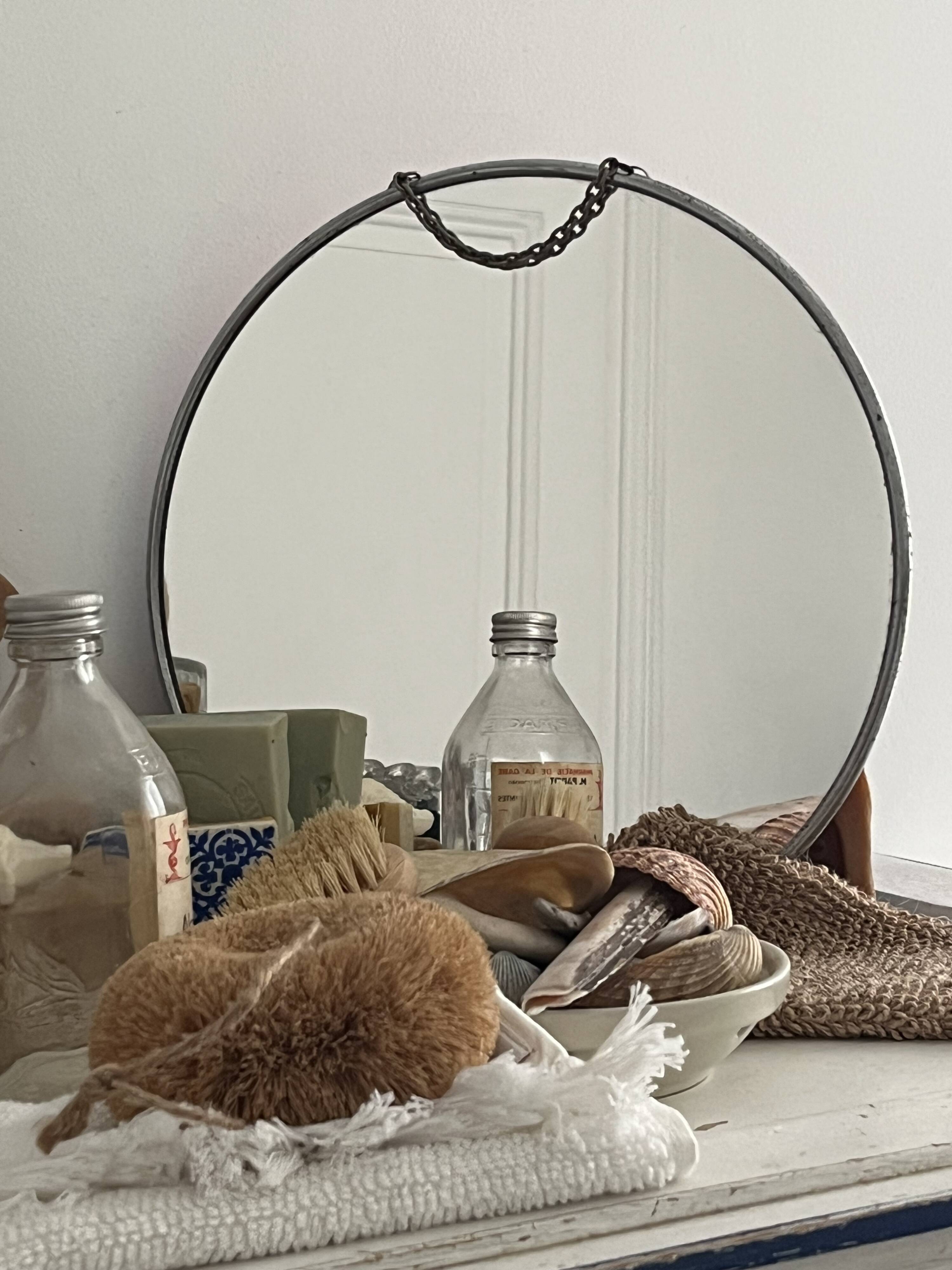Round barber mirror