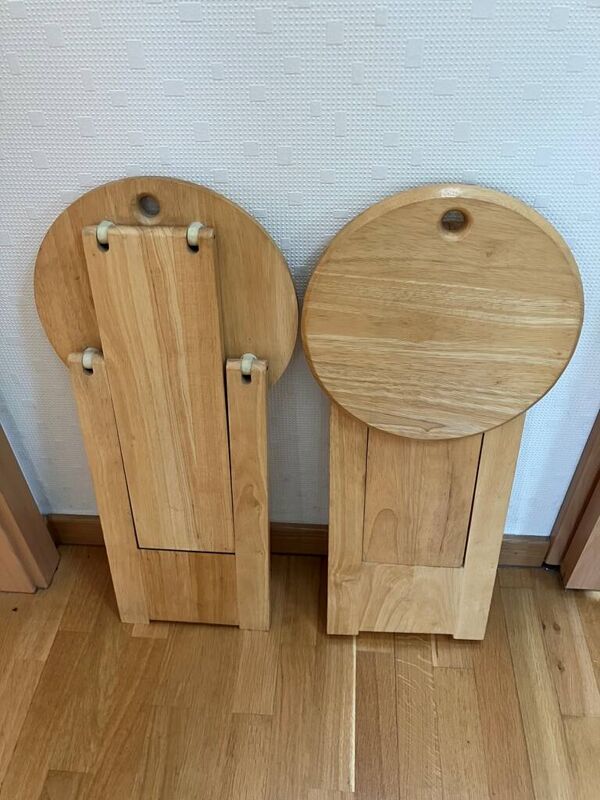 Paire de tabourets Pliants en Bois par Adrian Reed, France, 1970