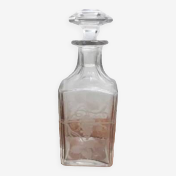 Chiseled glass liquor carafe, vintage, 1950s