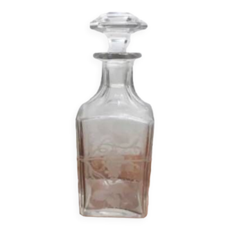 Carafe à liqueur en verre  ciselé, vintage, années 50