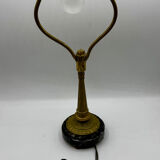 Antique lamp known as a lyre in bronze and marble from the late 19th century.
