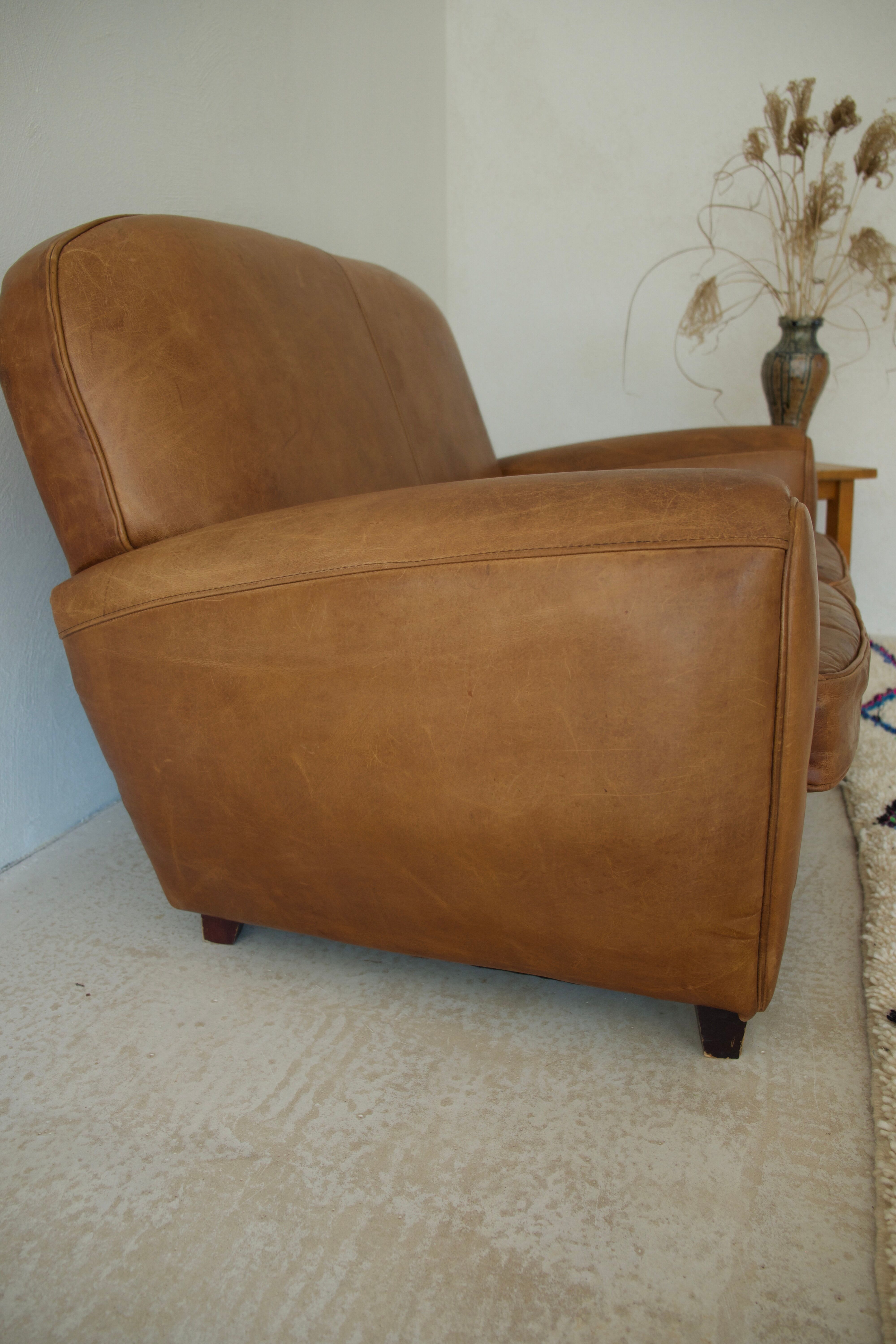 Old leather club sofa