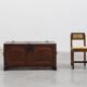 Flemish Oak Blanket Chest with panelled front and iron lock, dated 1825