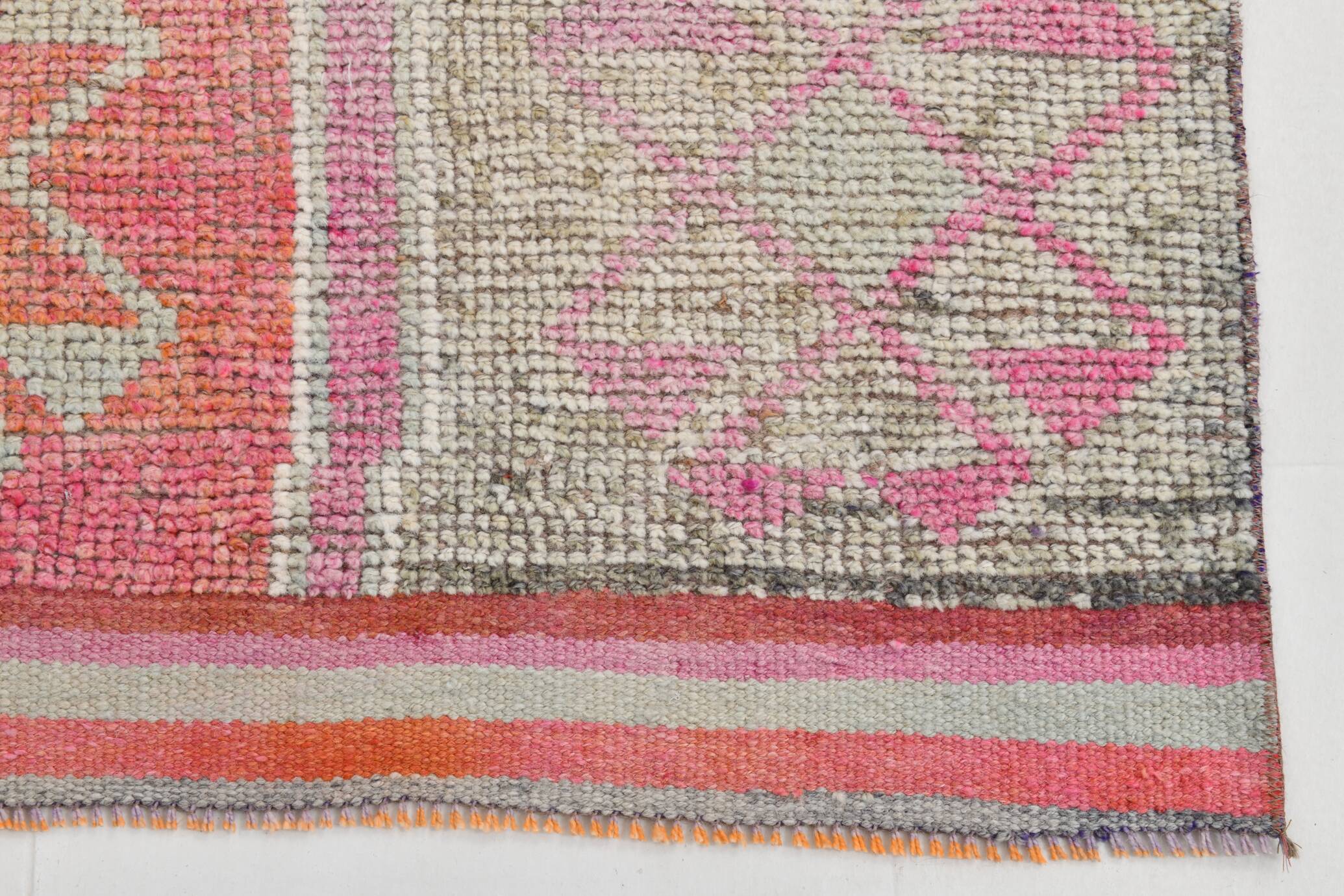 3x10 Turkish Pink & Orange Vintage Runner Rug, 91x316Cm