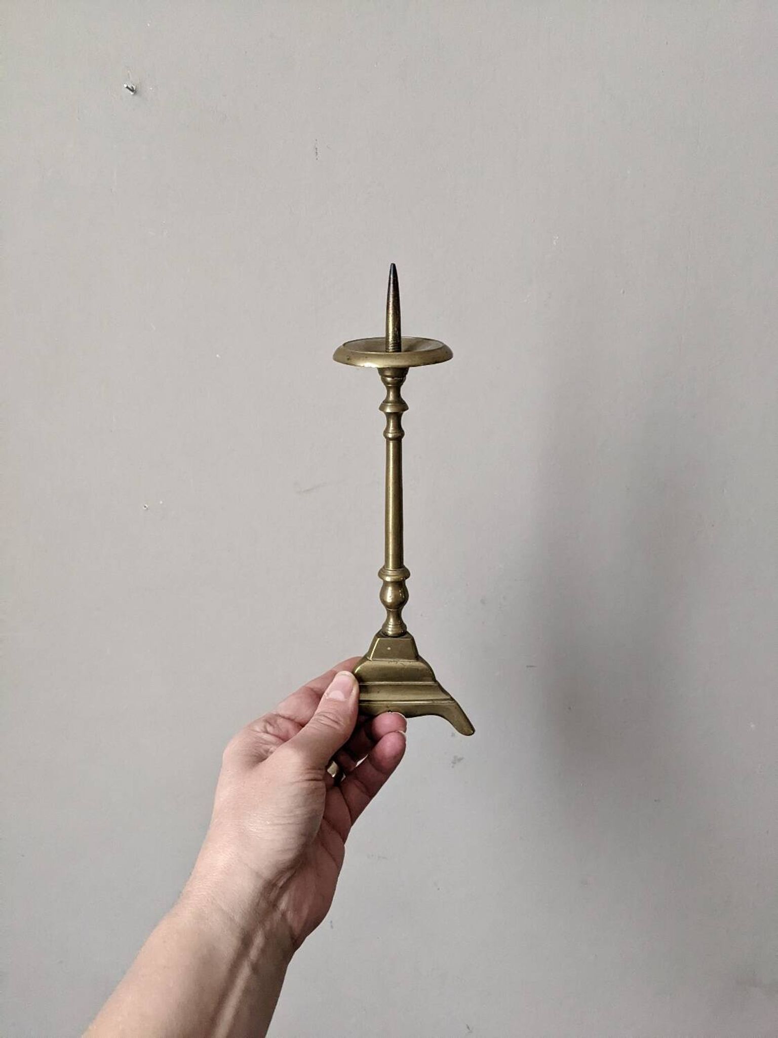 Pair of brass candlesticks, country bohemian Scandinavian style