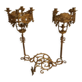Paire d'appliques murale d'église bronze 5 feux 3,2kg XIXème
