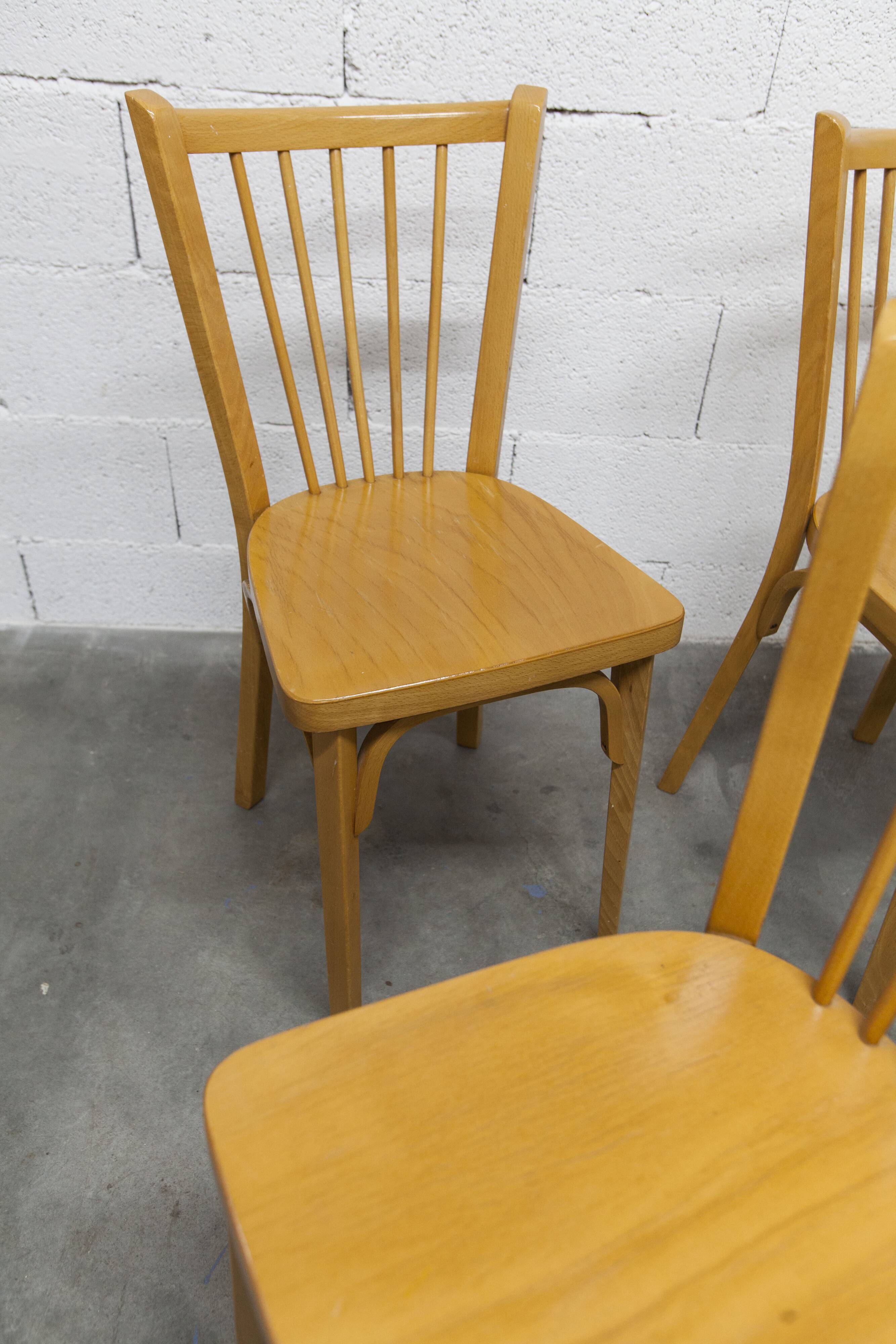 Set of 4 Baumann bistro chairs model 153 stamped 1981.