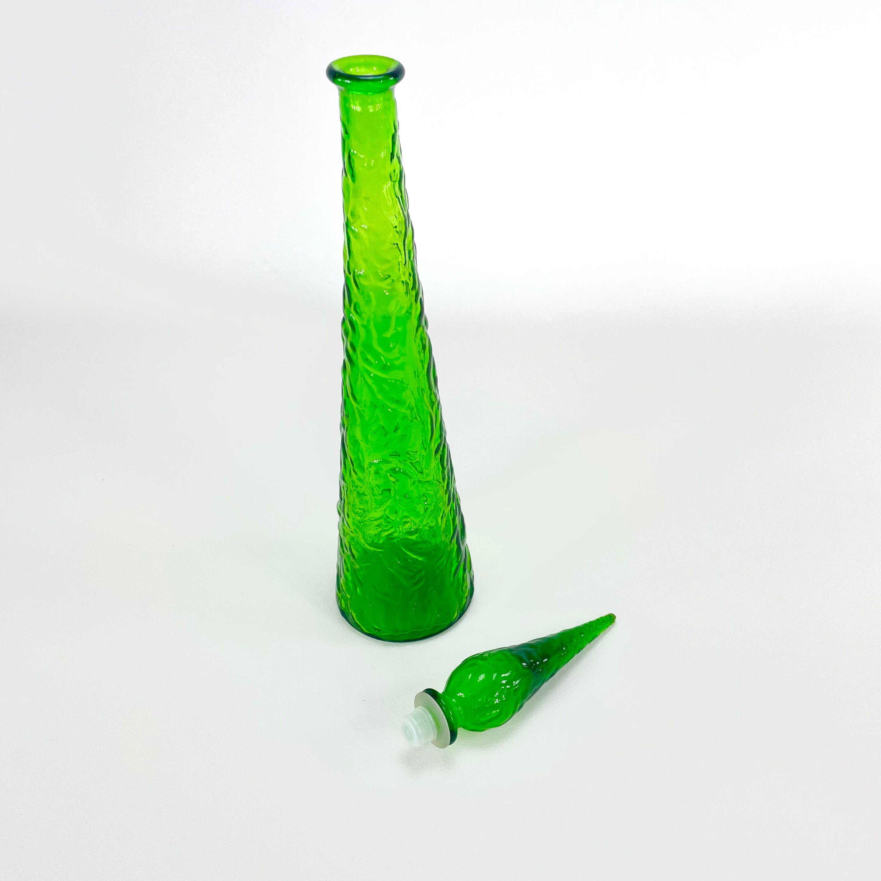 Green bottle, Empoli glass, Italy, Mid-century