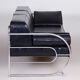 Fully Restored Bauhaus Black Leather Tubular Chrome Sofa by Robert Slezák, 1930s