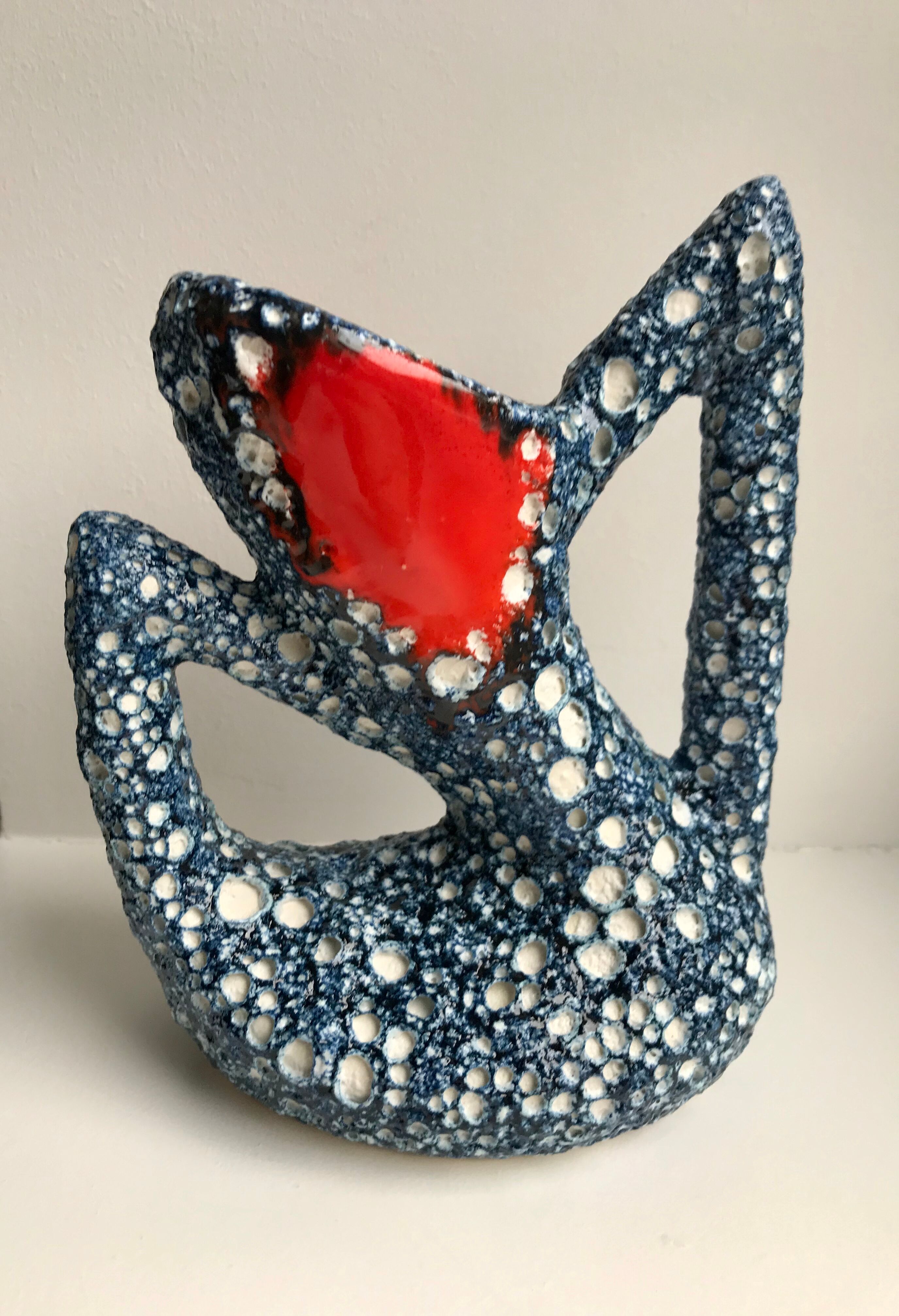 Vase fat lava blue design 70s