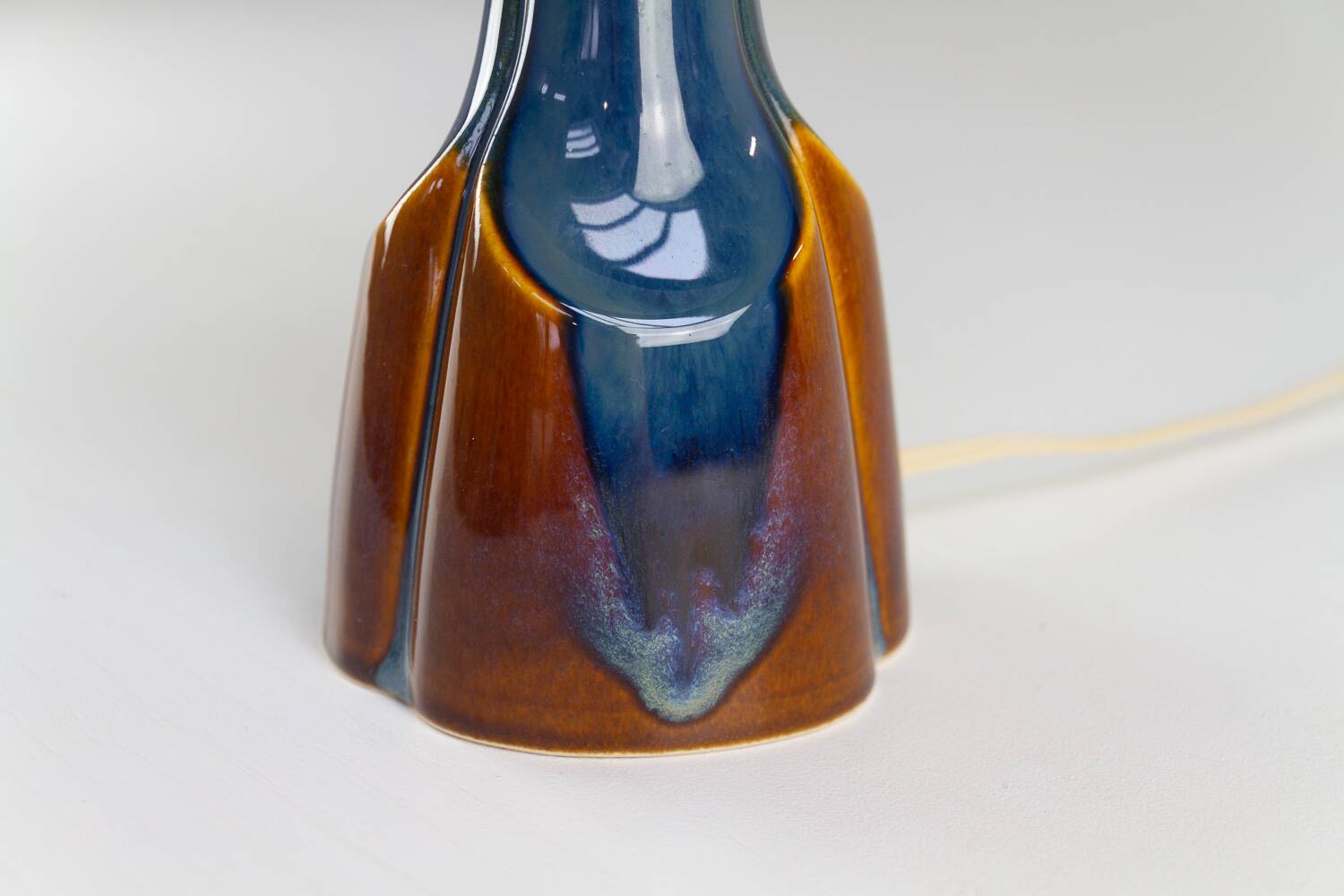 Danish Modern Blue and Brown Ceramic Table Lamp by E. Johansen for Søholm, 1960s
