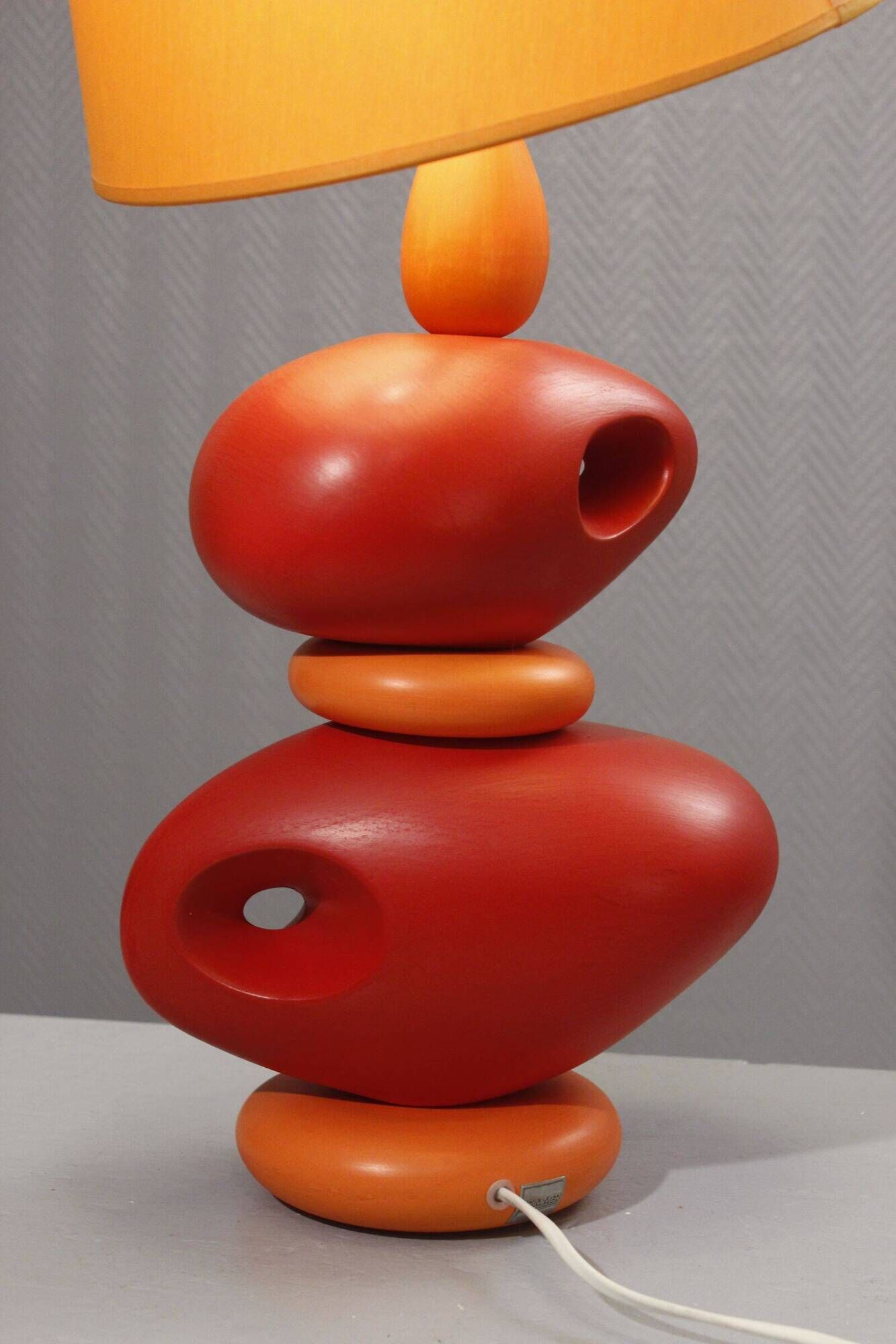 Louis Drimmer large ceramic pebble lamp orange 1980s