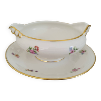 Saucière Porcelaine de Limoges P.L France Décor Floral Vintage